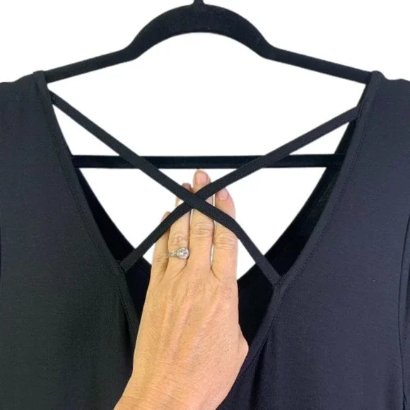 LANE BRYANT Black Strappy T-Shirt Midi Dress - NWT - Picture 7 of 11